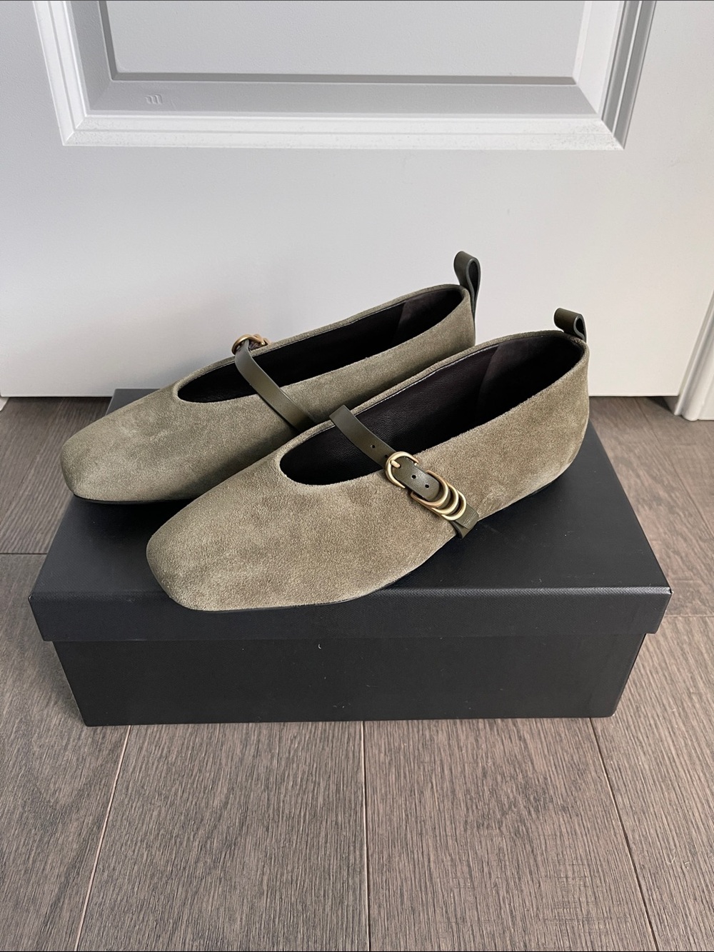 NIB Rag & Bone Spire Mary Jane Ballet Flats Olive Suede